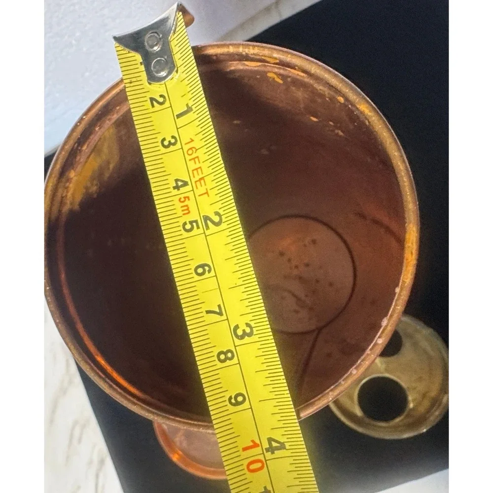 Vintage Solid Copper Pasta Canister Tall Cylinder Storage Jar Korea Brass Label